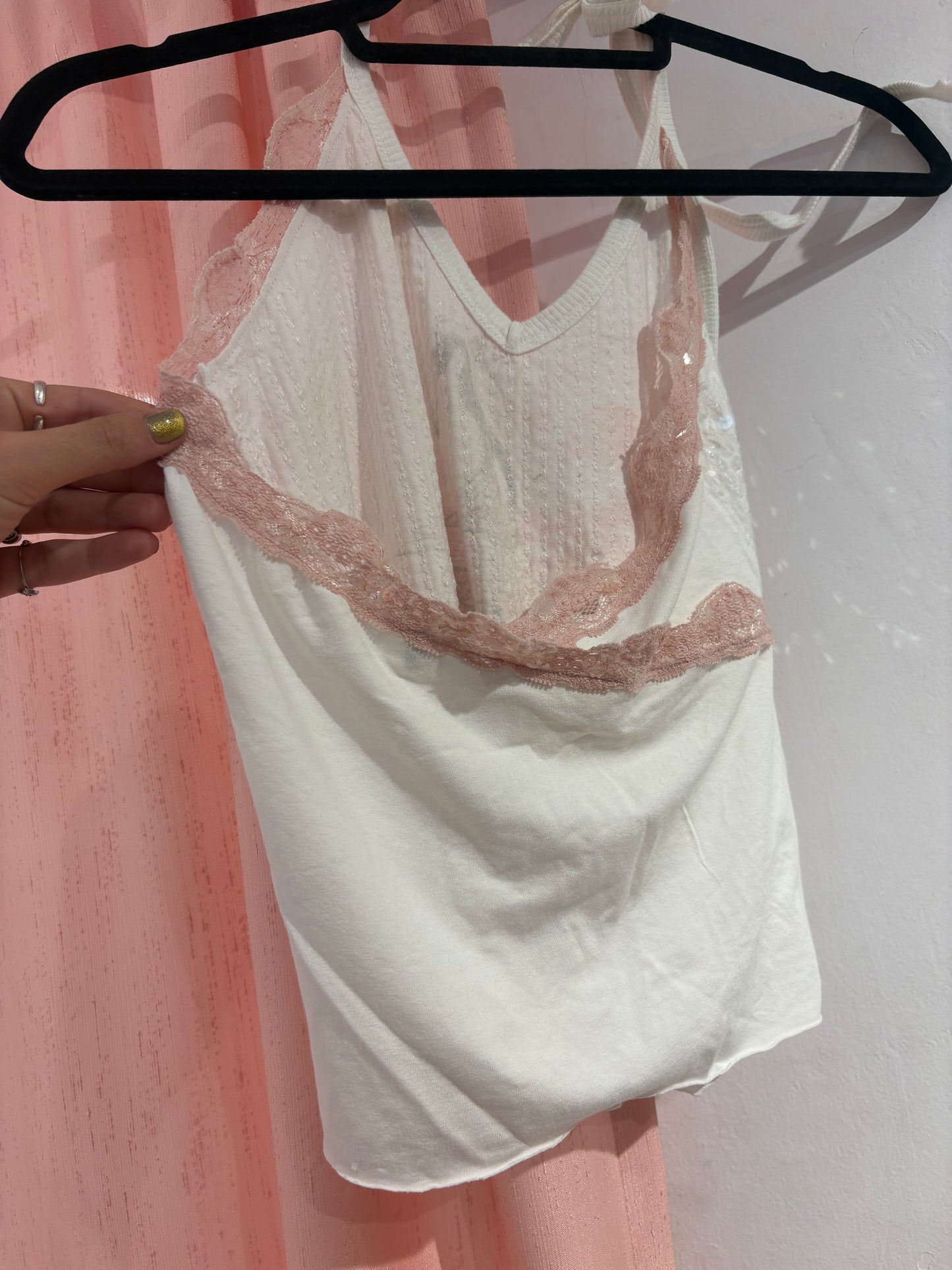 Super cute BSB sequin top with lace detail in the back (M)