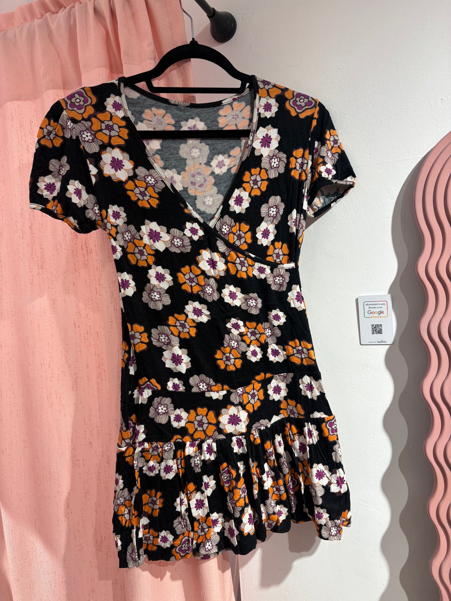 Wrap-style floral y2k dress (M)