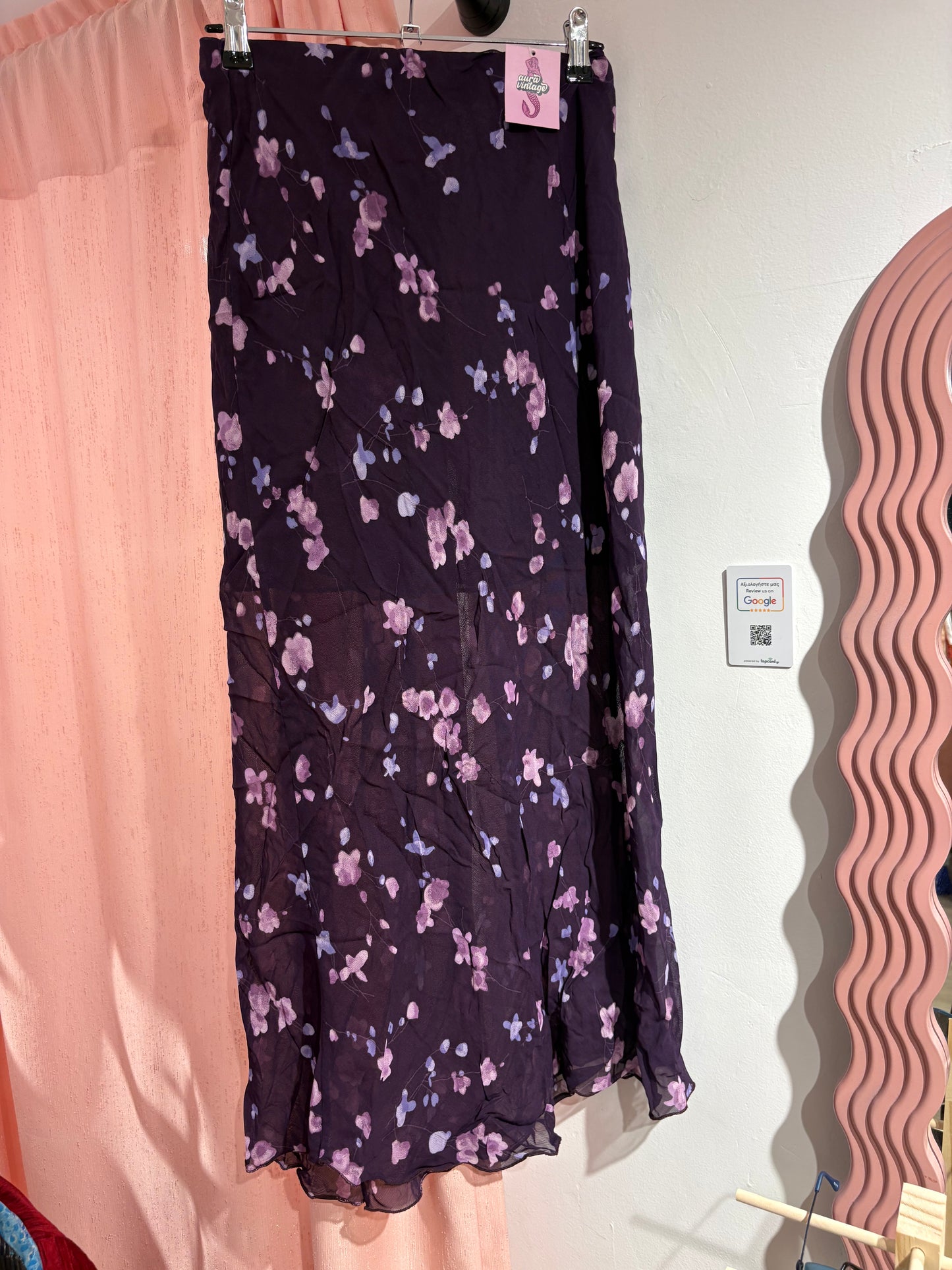 Incredible purple floral long skirt (S)