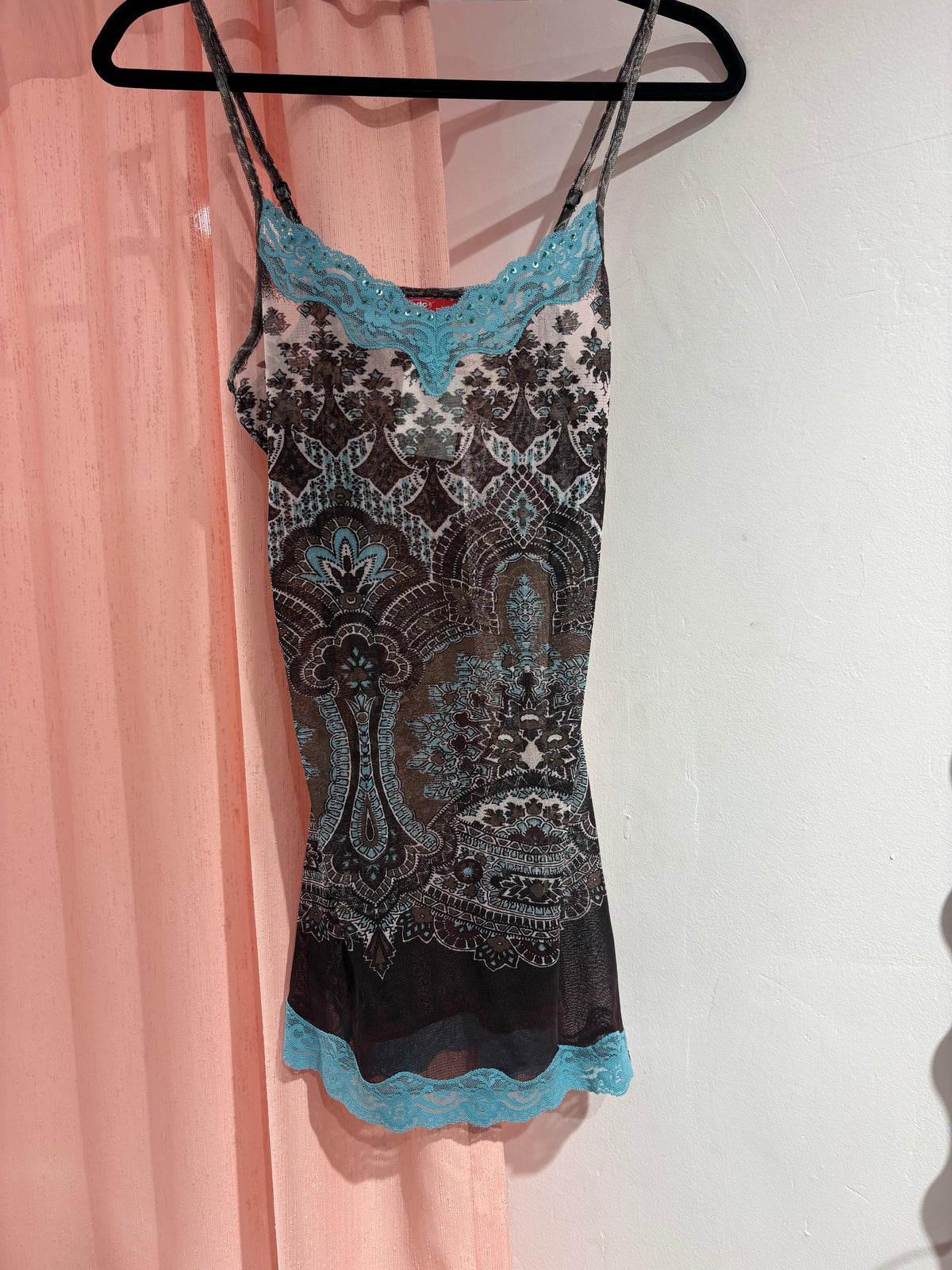 Vintage lingerie slip with lace trim (S)