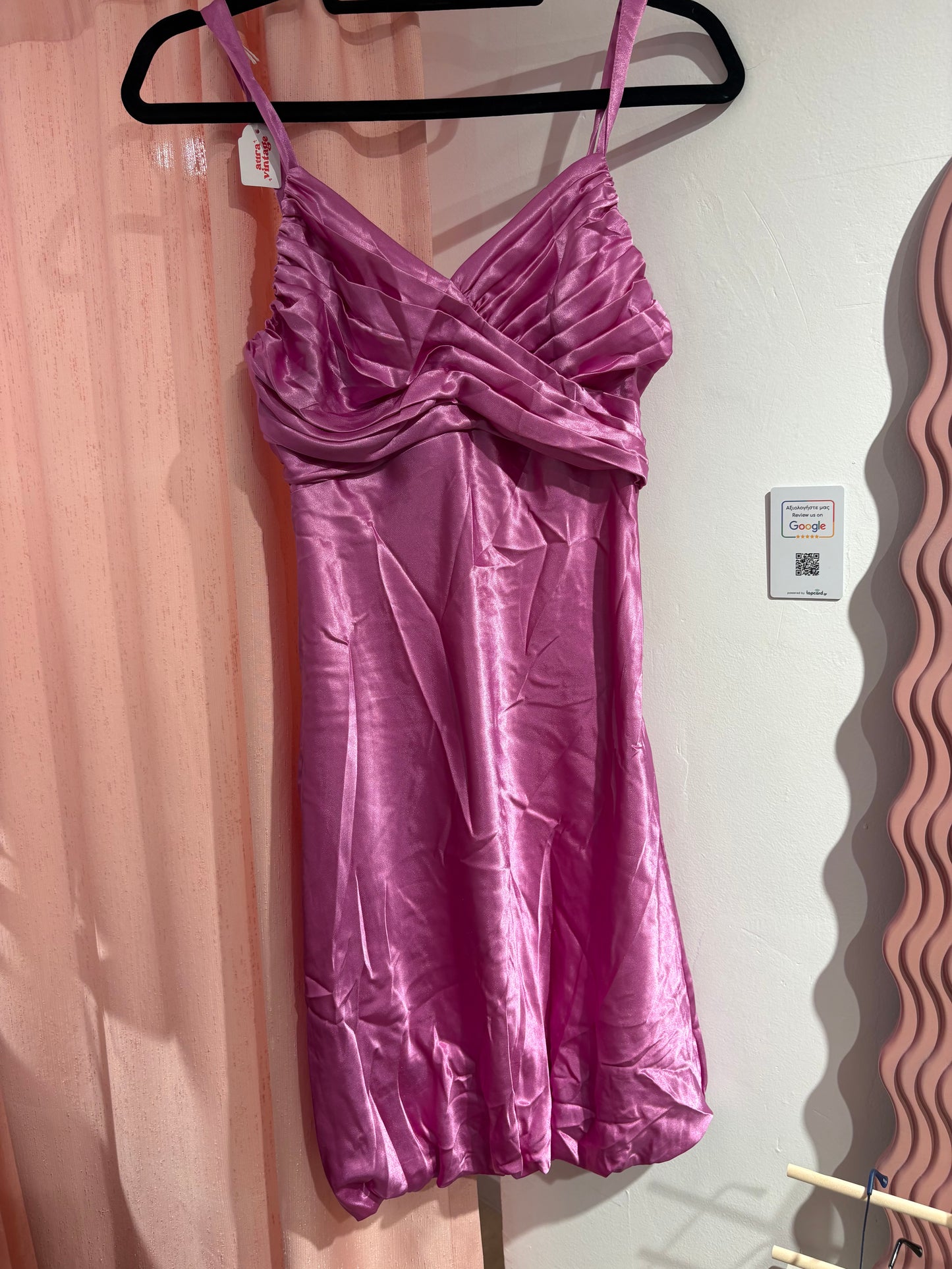 Beautiful satin-like fuchsia dress
