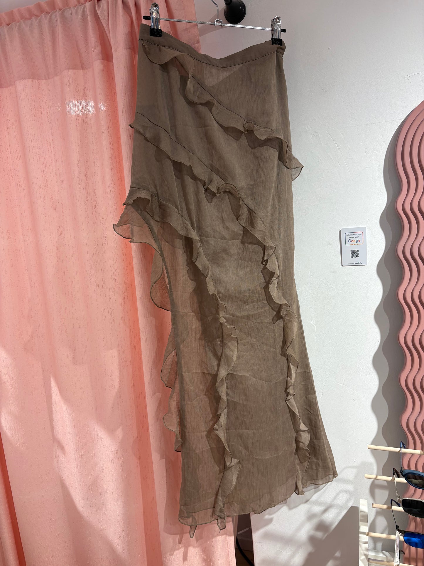 Mesh ruffled long skirt (L)
