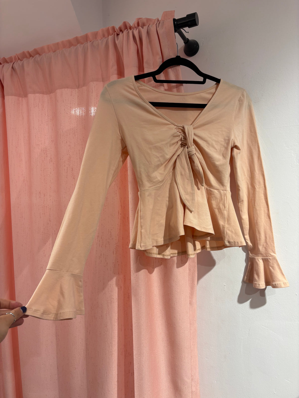 BSB long flared sleeve salmon pink top (M)