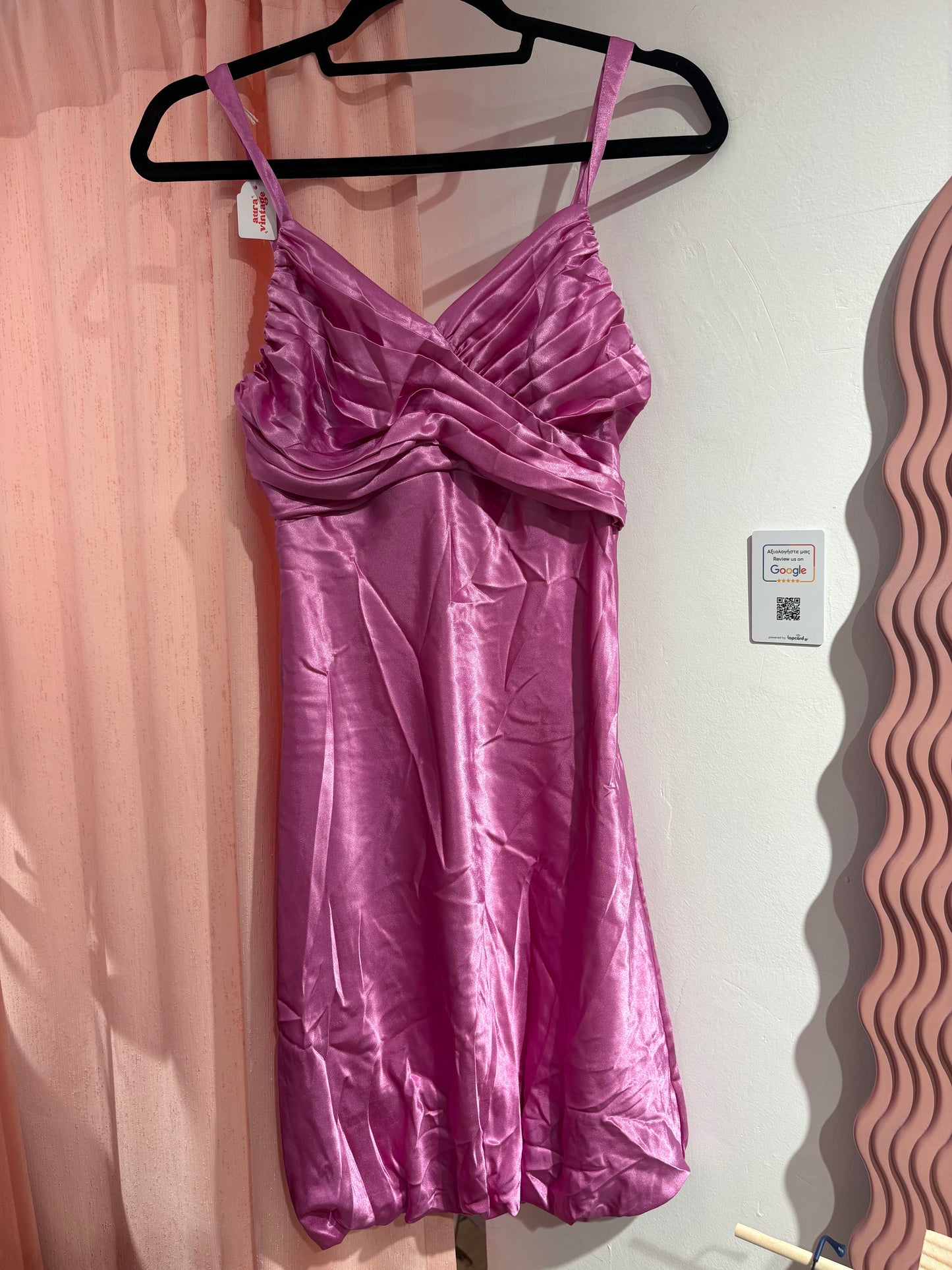 Beautiful satin-like fuchsia dress