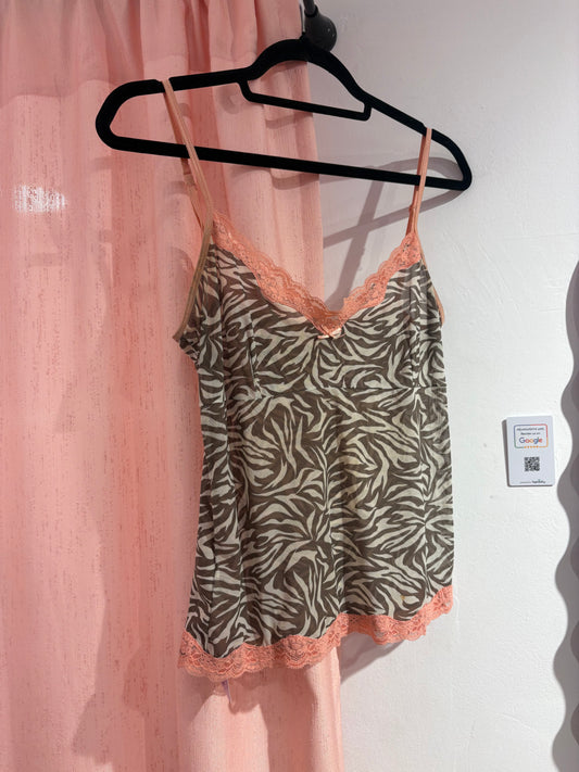 Accessorize mesh cami top in animal print (M)