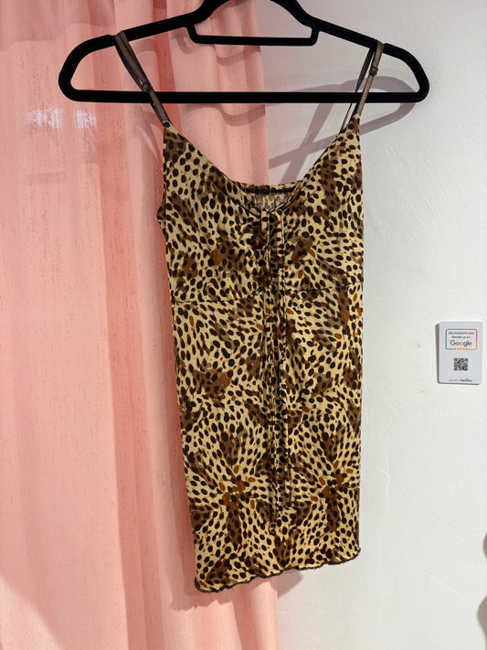 Long leopard patterned y2k top (M)