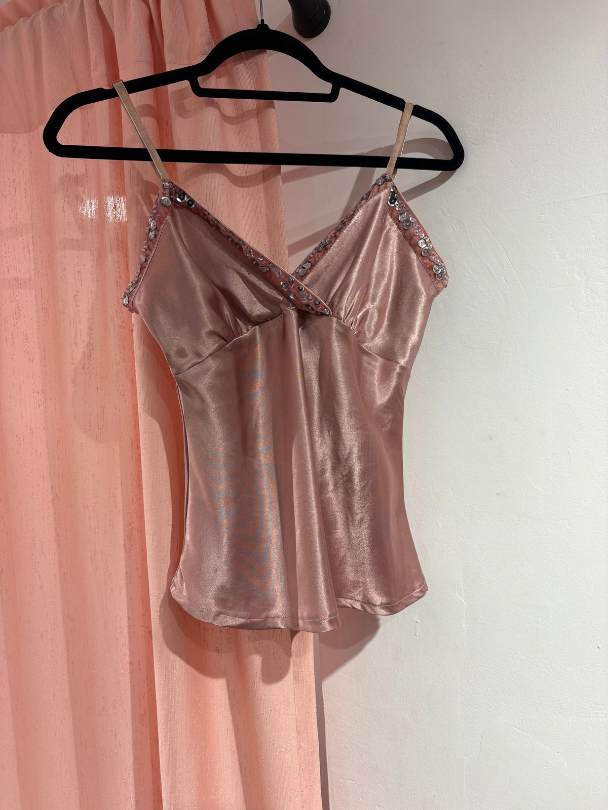 Super cute pink cami top with sequin details (S)