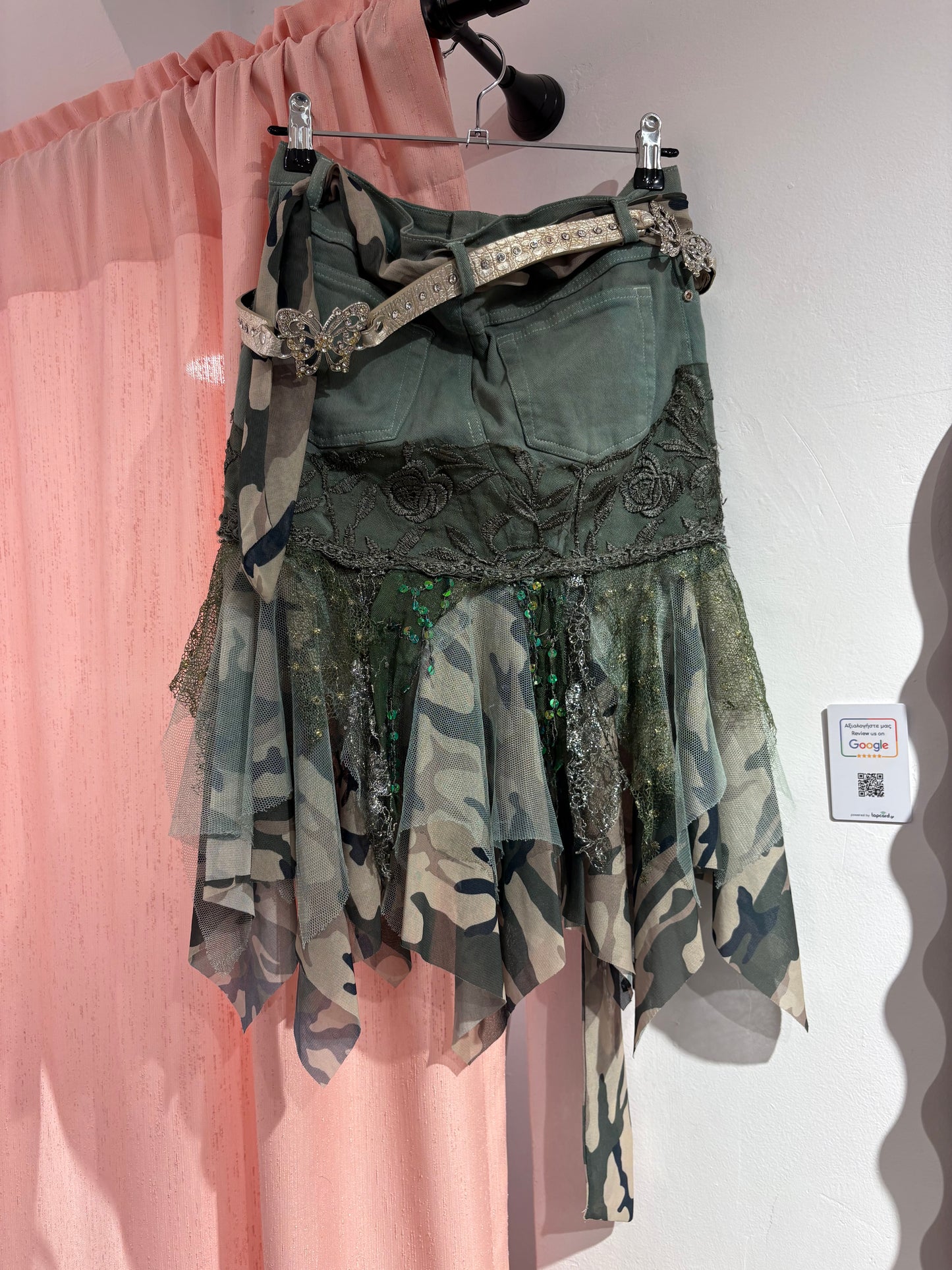 Incredible sheer embellished midi skirt with sequin details & layered mesh panels (S/M)