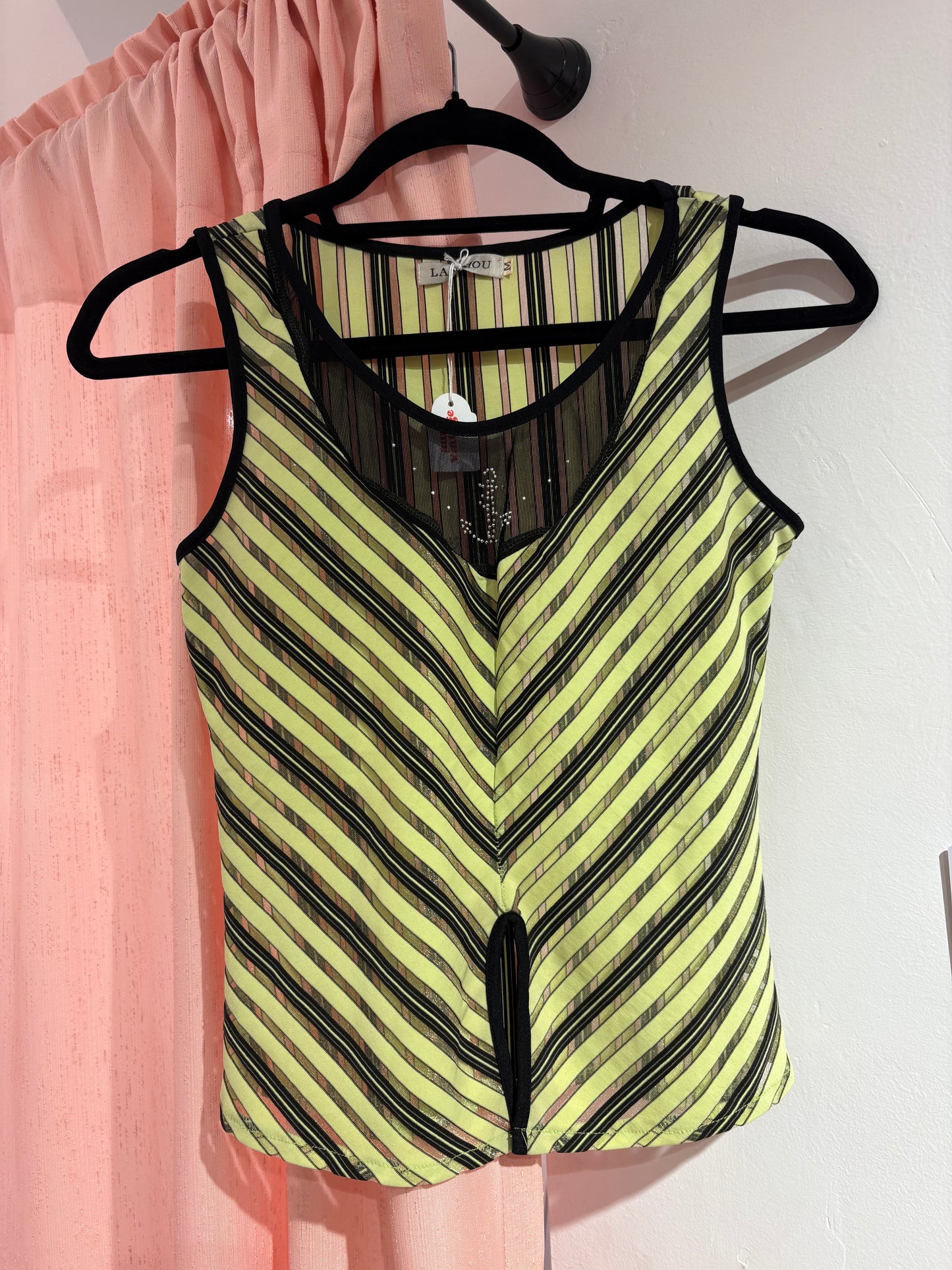 Vintage lime top with mesh front detail (M)