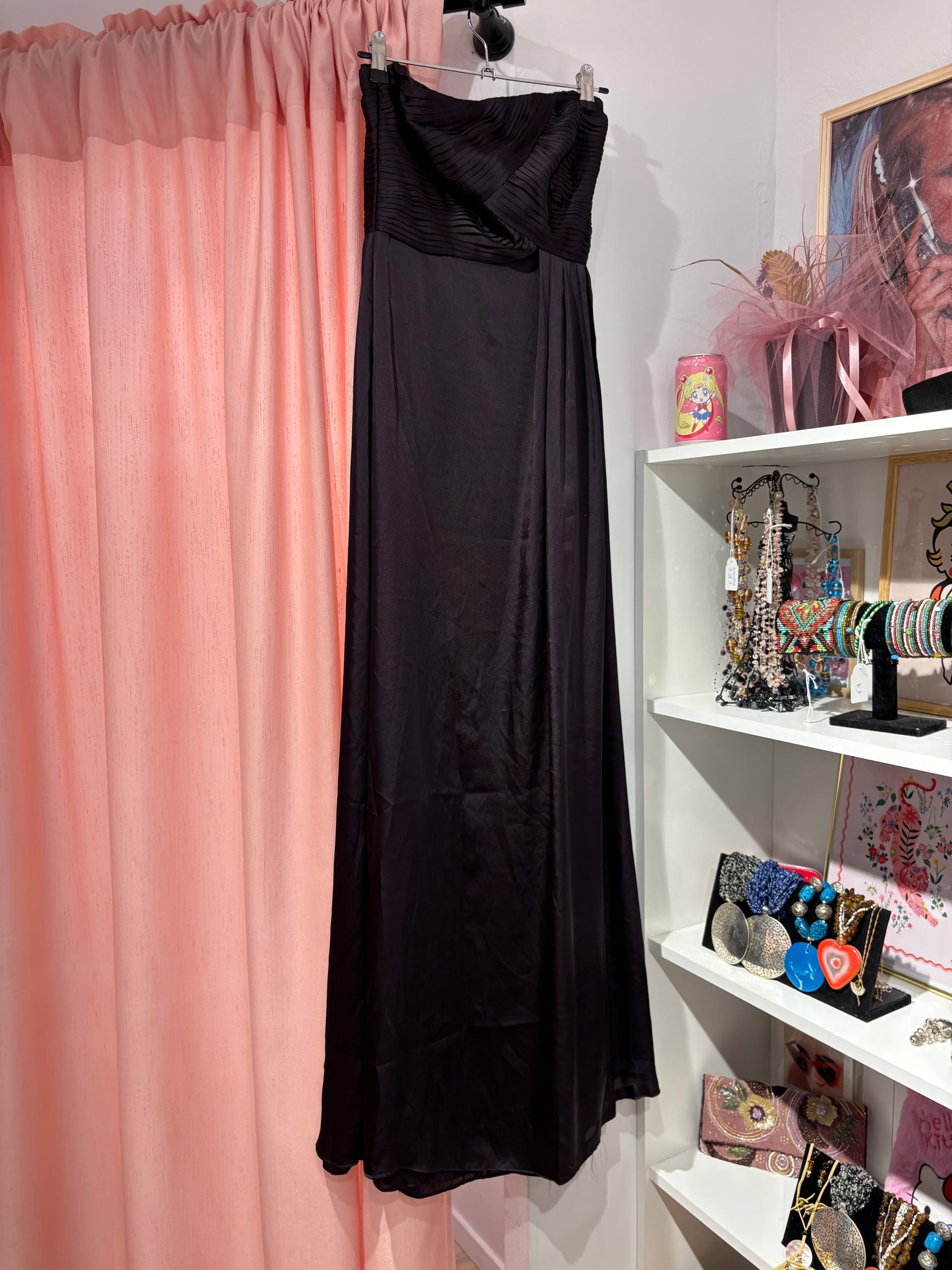 Purple strapless maxi dress (S)