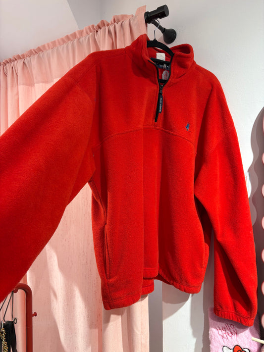 Polo super-soft red fleece with blue logo (L)