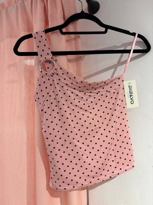Single strap y2k polka dot top (One Size / Fits better M)