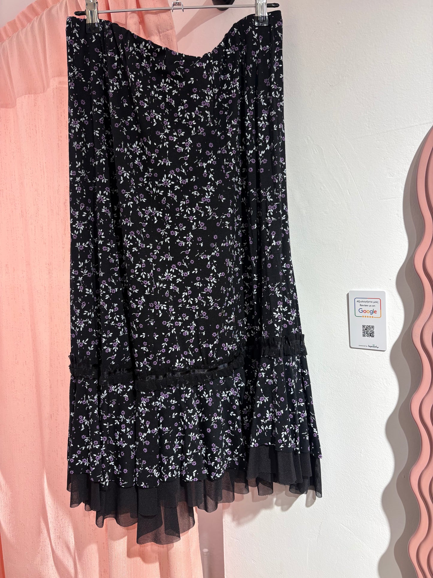 Floral midi floral skirt with mesh detail (M/L)