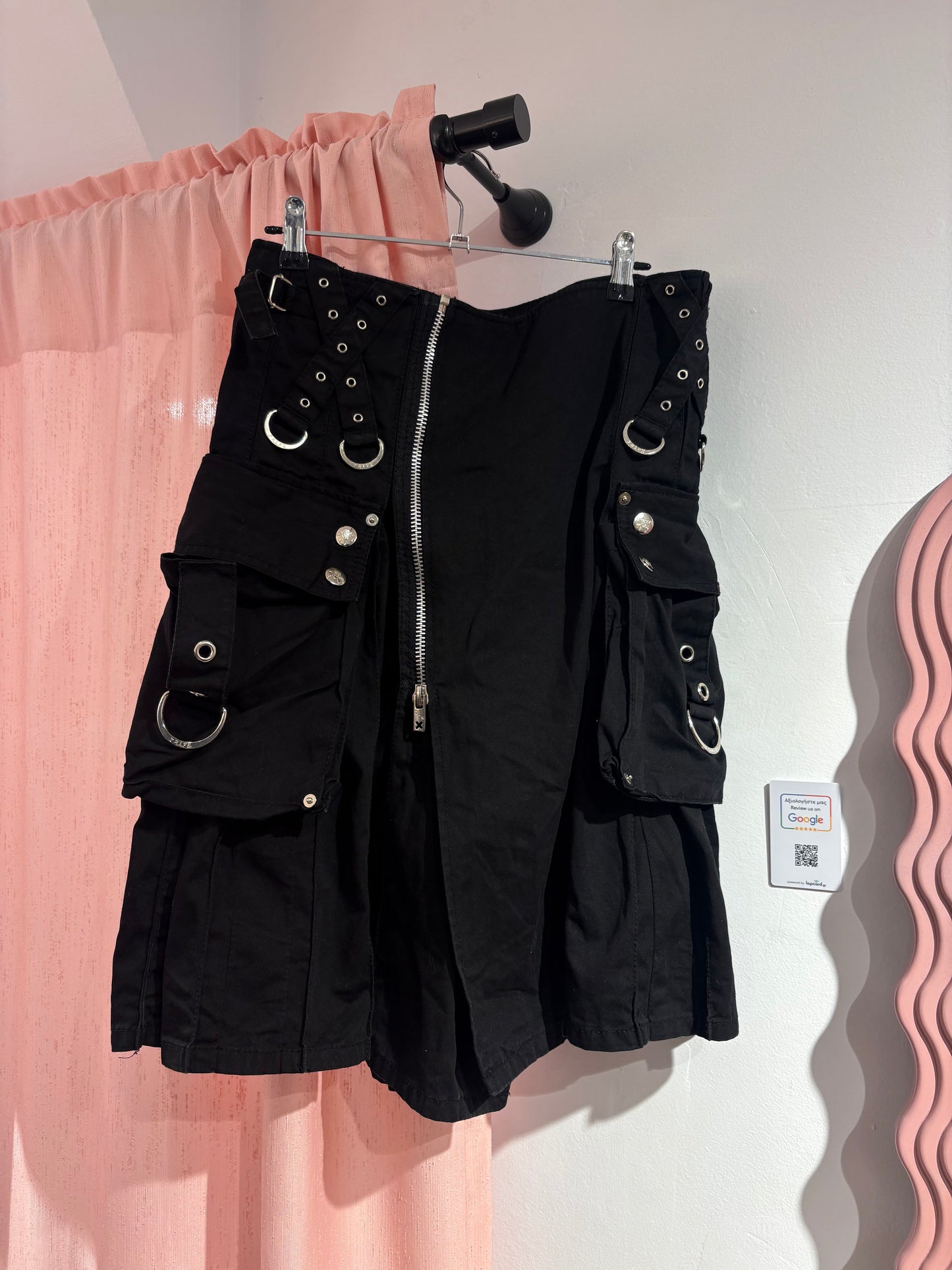 Tripp NYC super-unique punk skirt with metallic details and pockets (L)