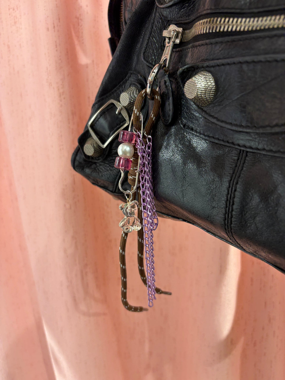 Cool handmade bag charm with teddy bear