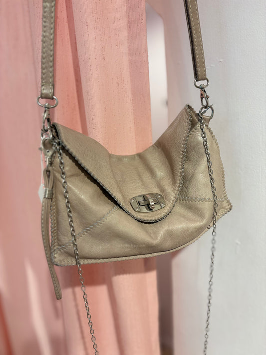 Genuine leather ecru long bag