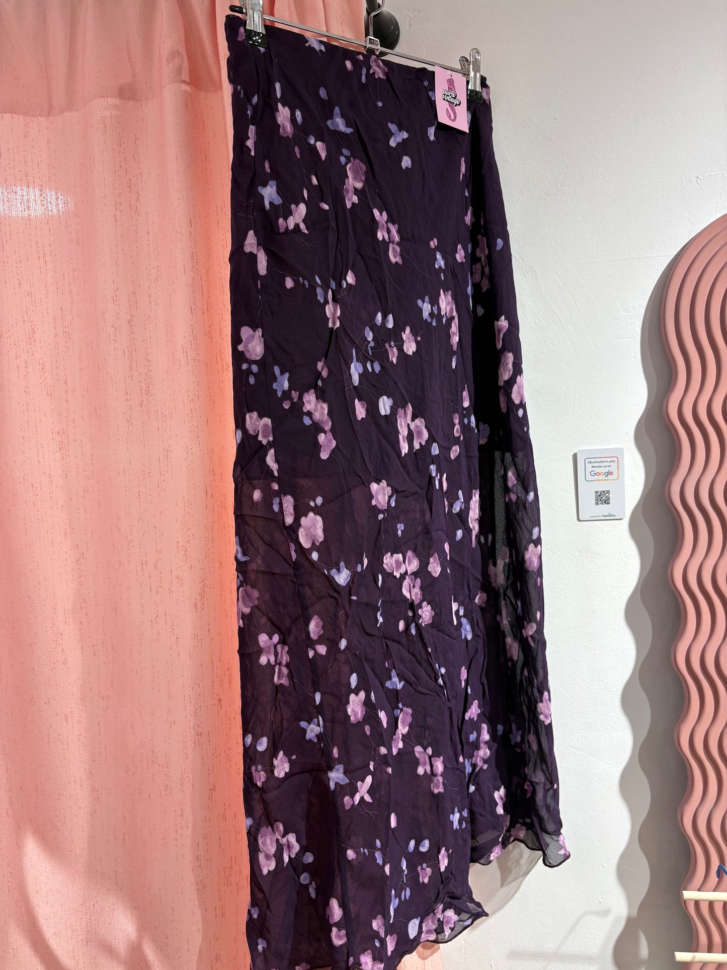 Incredible purple floral long skirt (S)