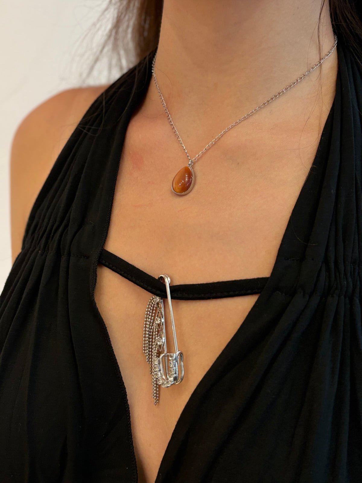 Stainless steel teardrop necklace