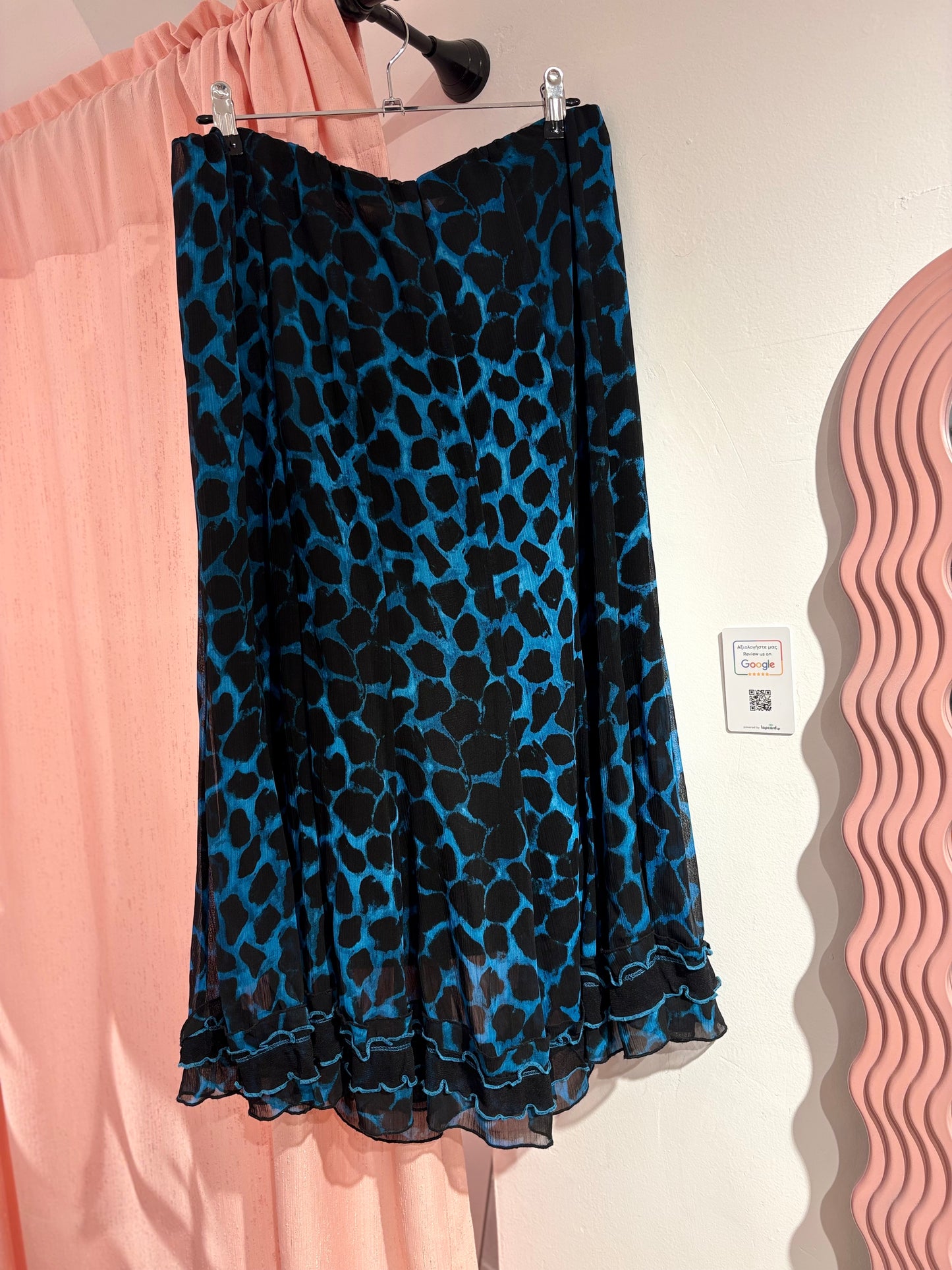 Incredible midi skirt with a unique blue/black leopard pattern (L)