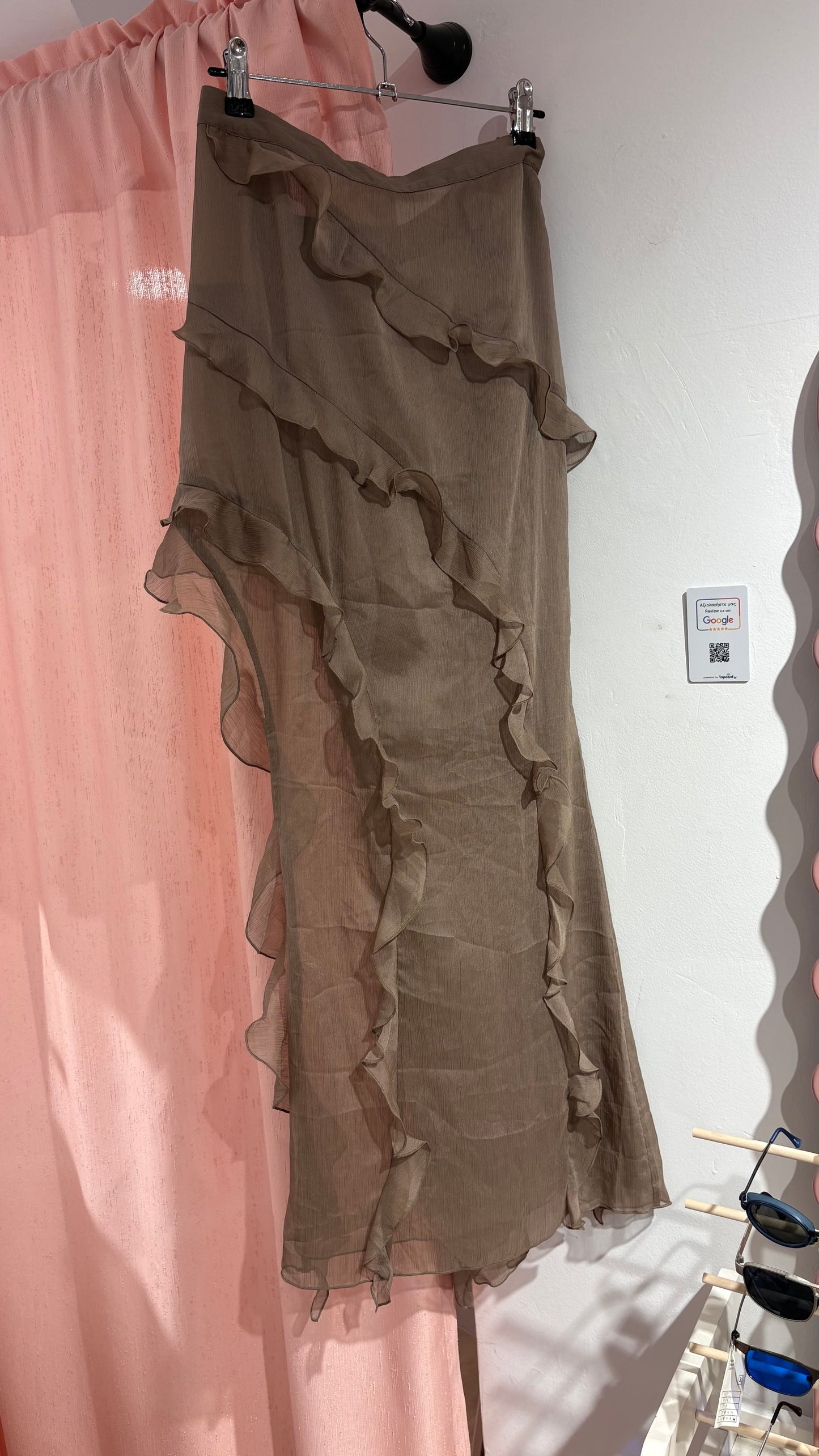 Mesh ruffled long skirt (L)