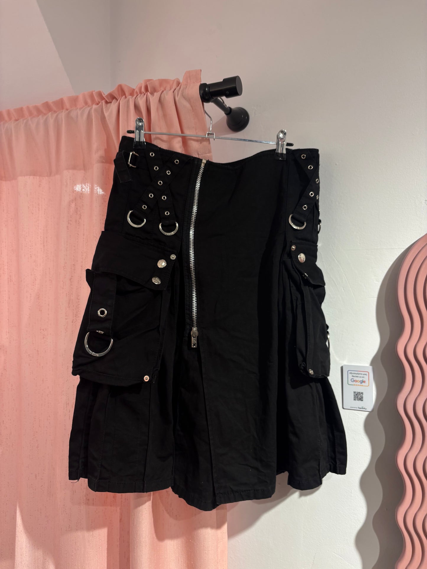 Tripp NYC super-unique punk skirt with metallic details and pockets (L)