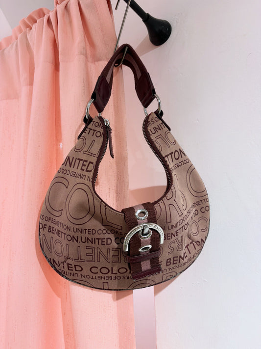 Pretty small Benetton bag in purple colors and silver hardware