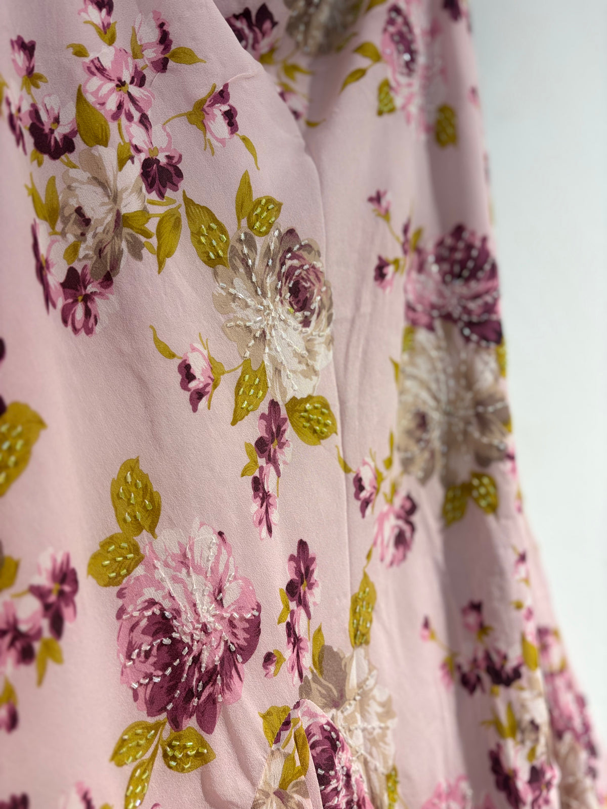 Fairy floral beaded midi skirt (L)