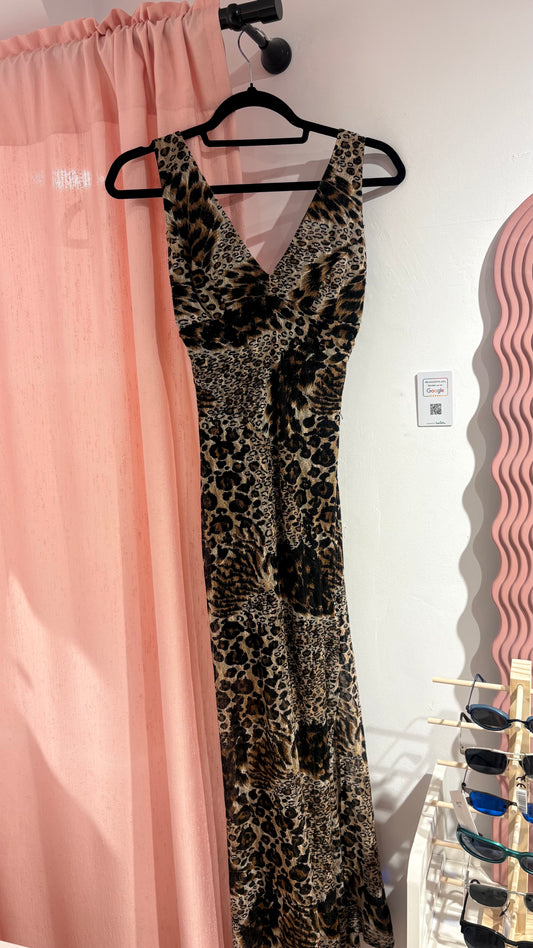 Wonderful maxi leopard print dress (M)