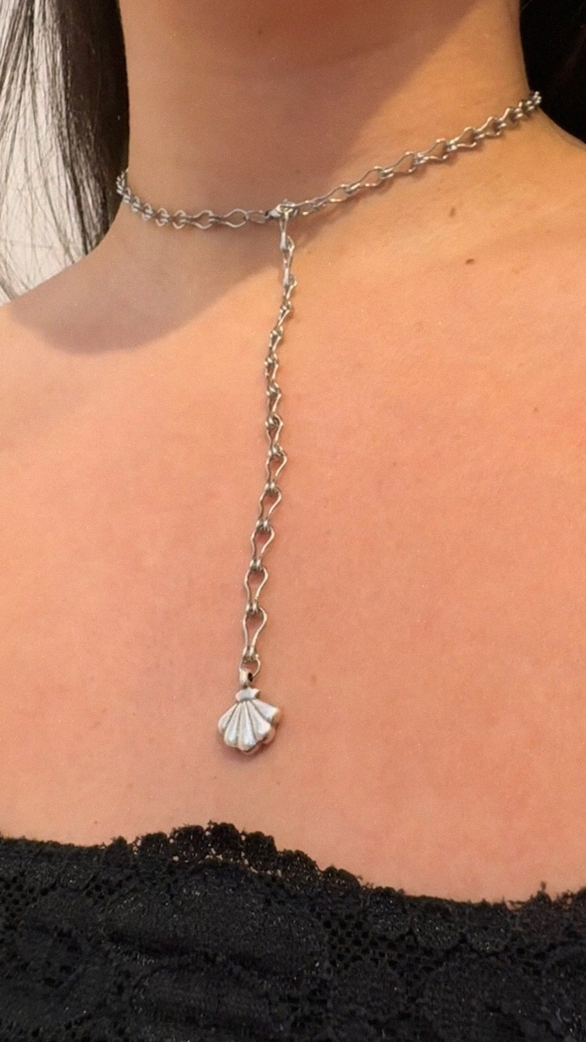 Handmade necklace with stainless steel chain (adjustable length)