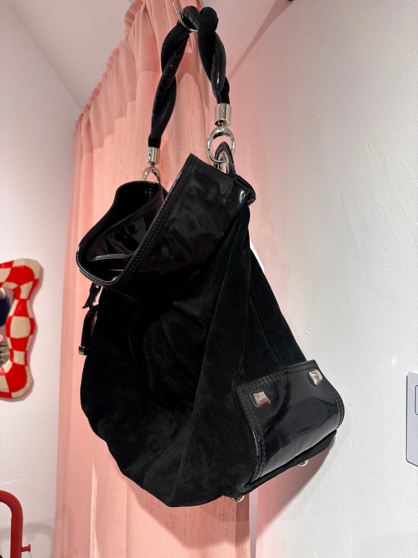 Incredible large button-up bag with studs (Made in Italy)
