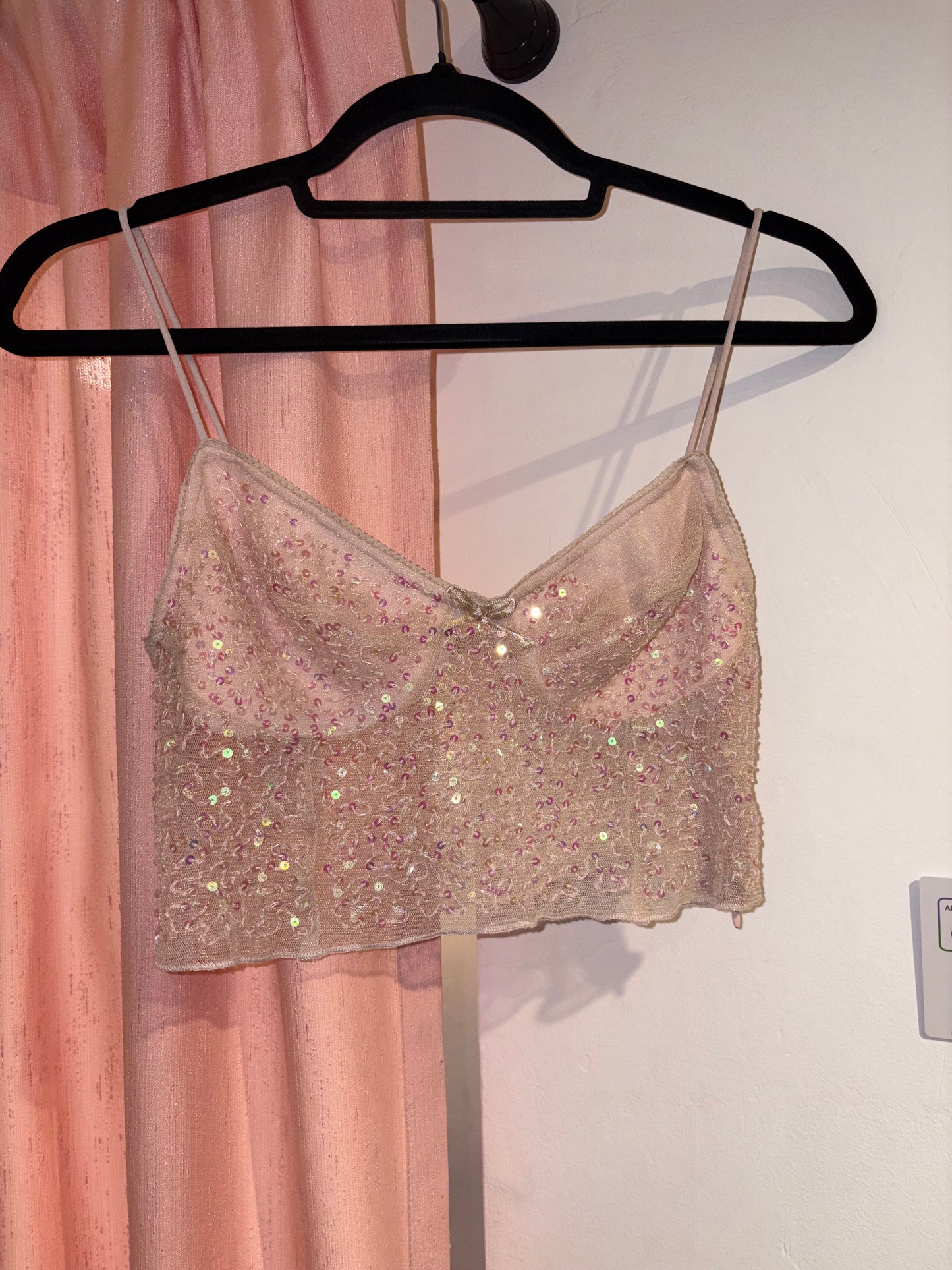 Sequin mesh crop top (XS)