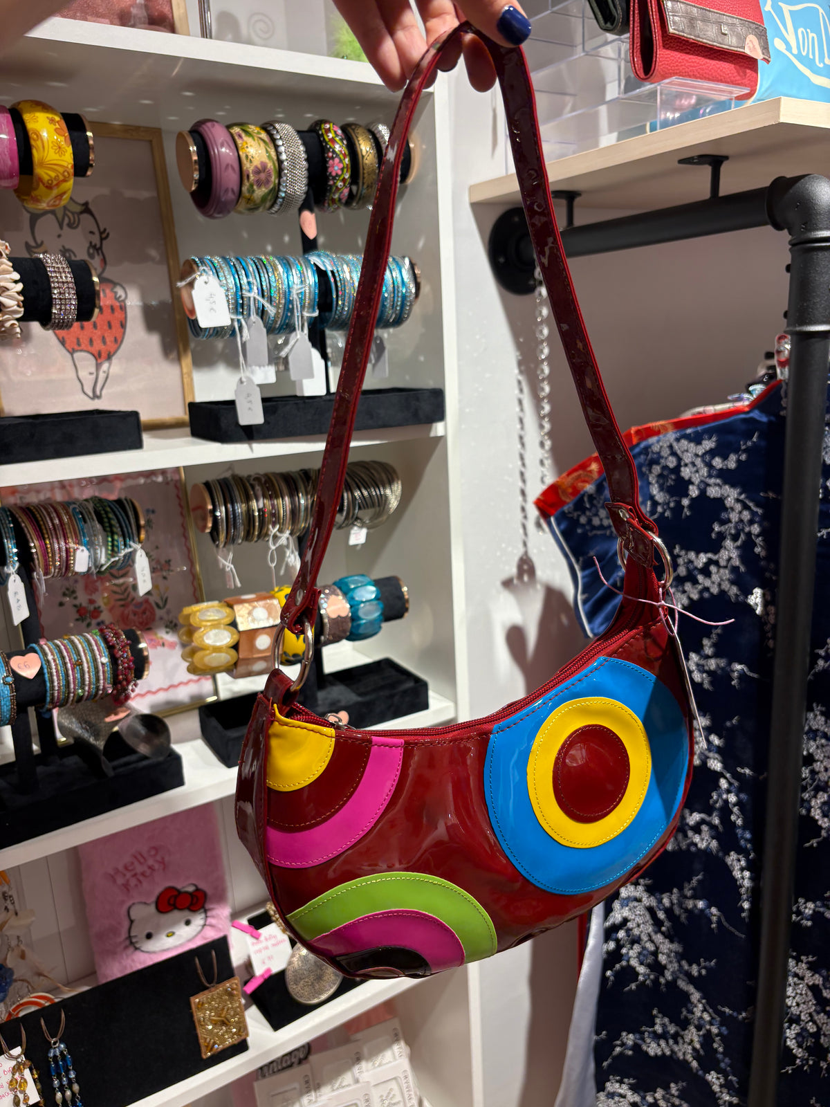Statement red bag with colorful details
