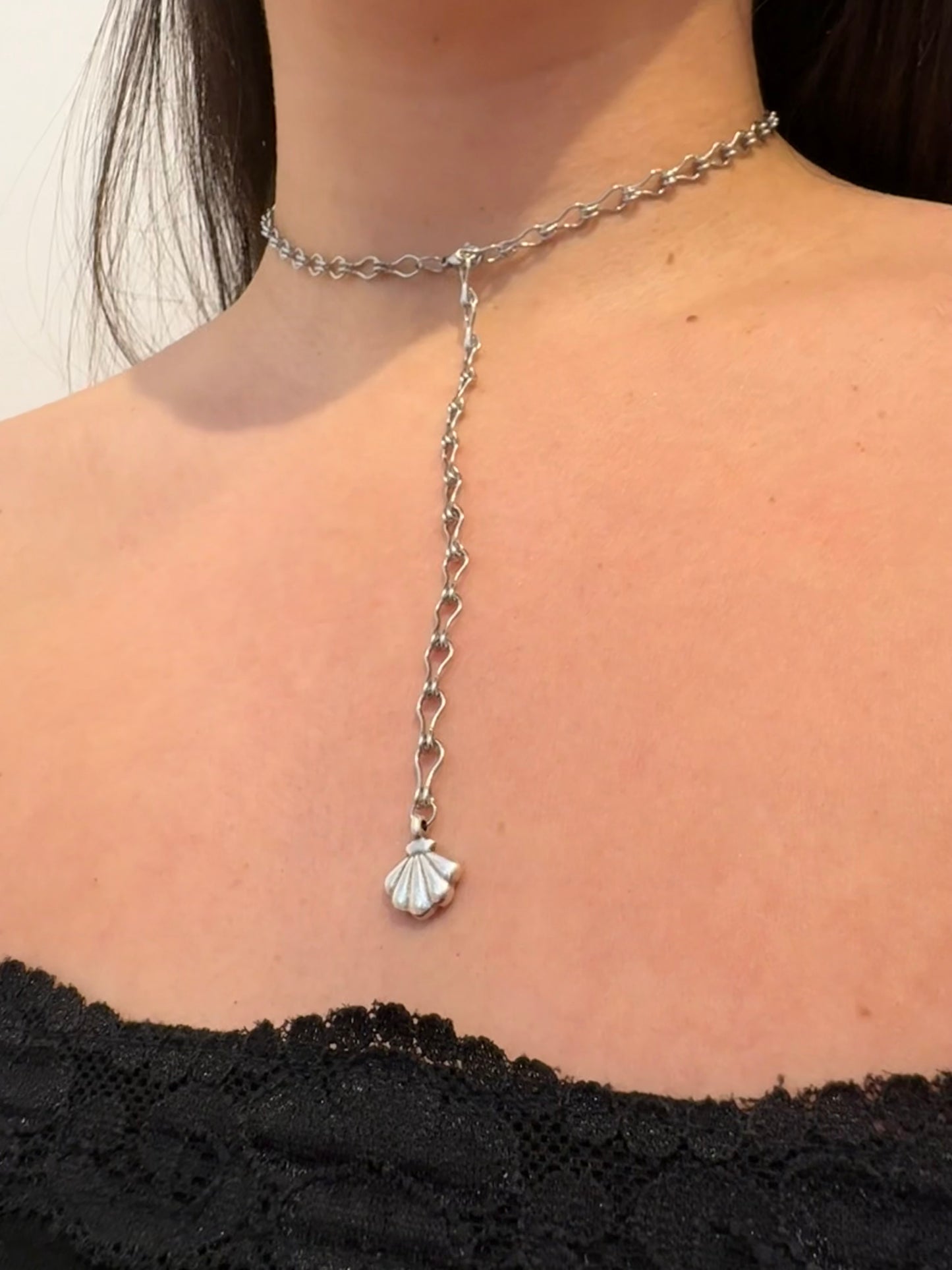 Handmade necklace with stainless steel chain (adjustable length)