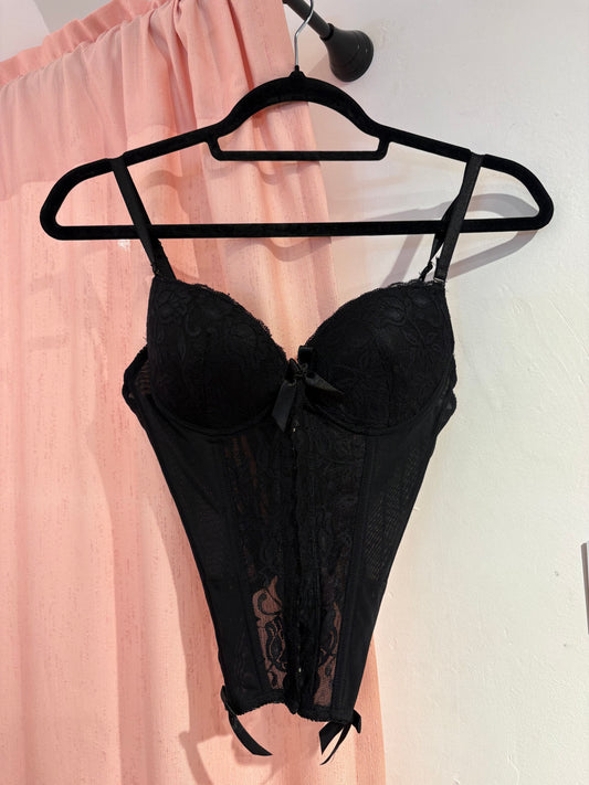 Black corset with bow details (85B)