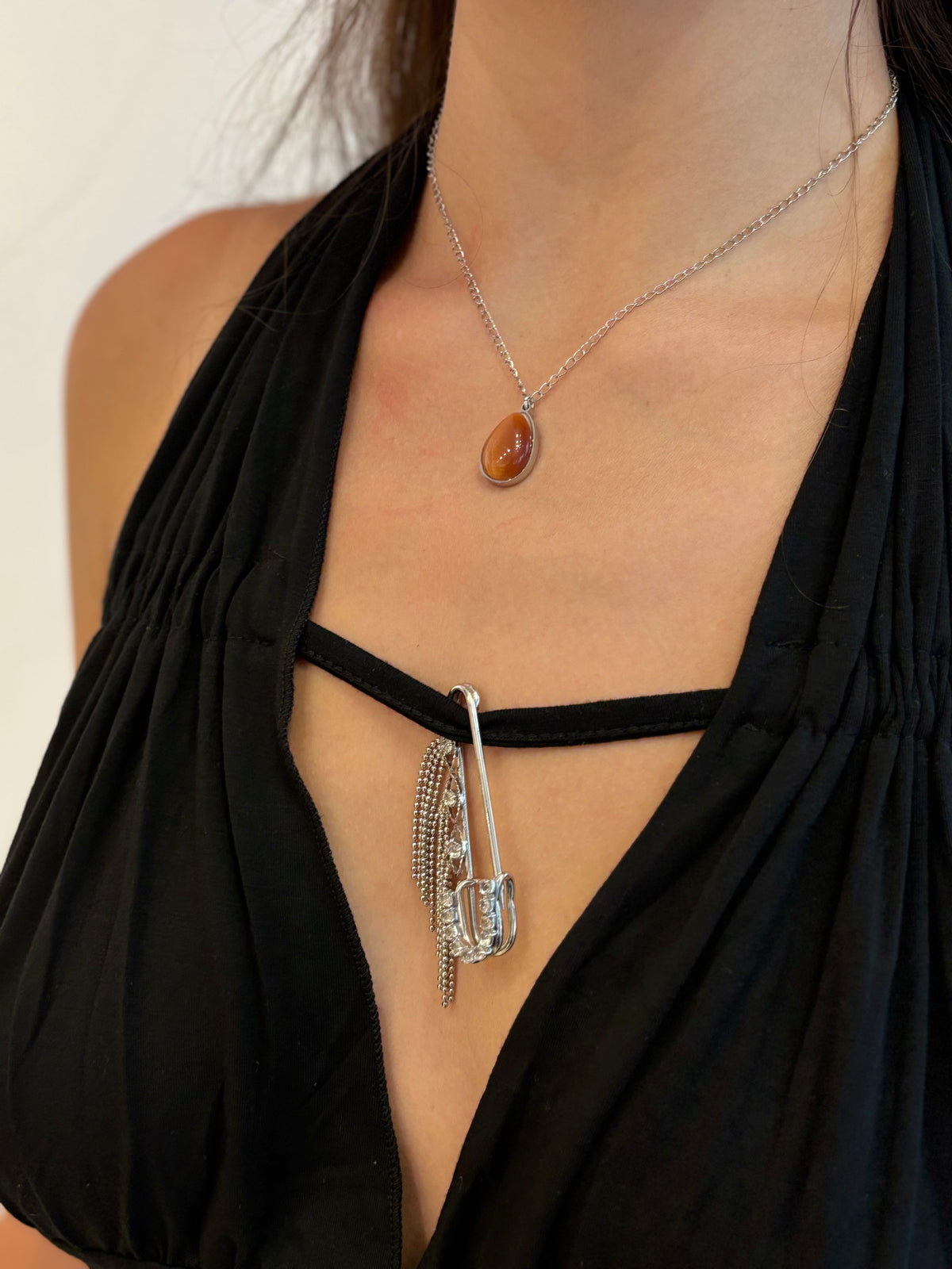 Stainless steel teardrop necklace