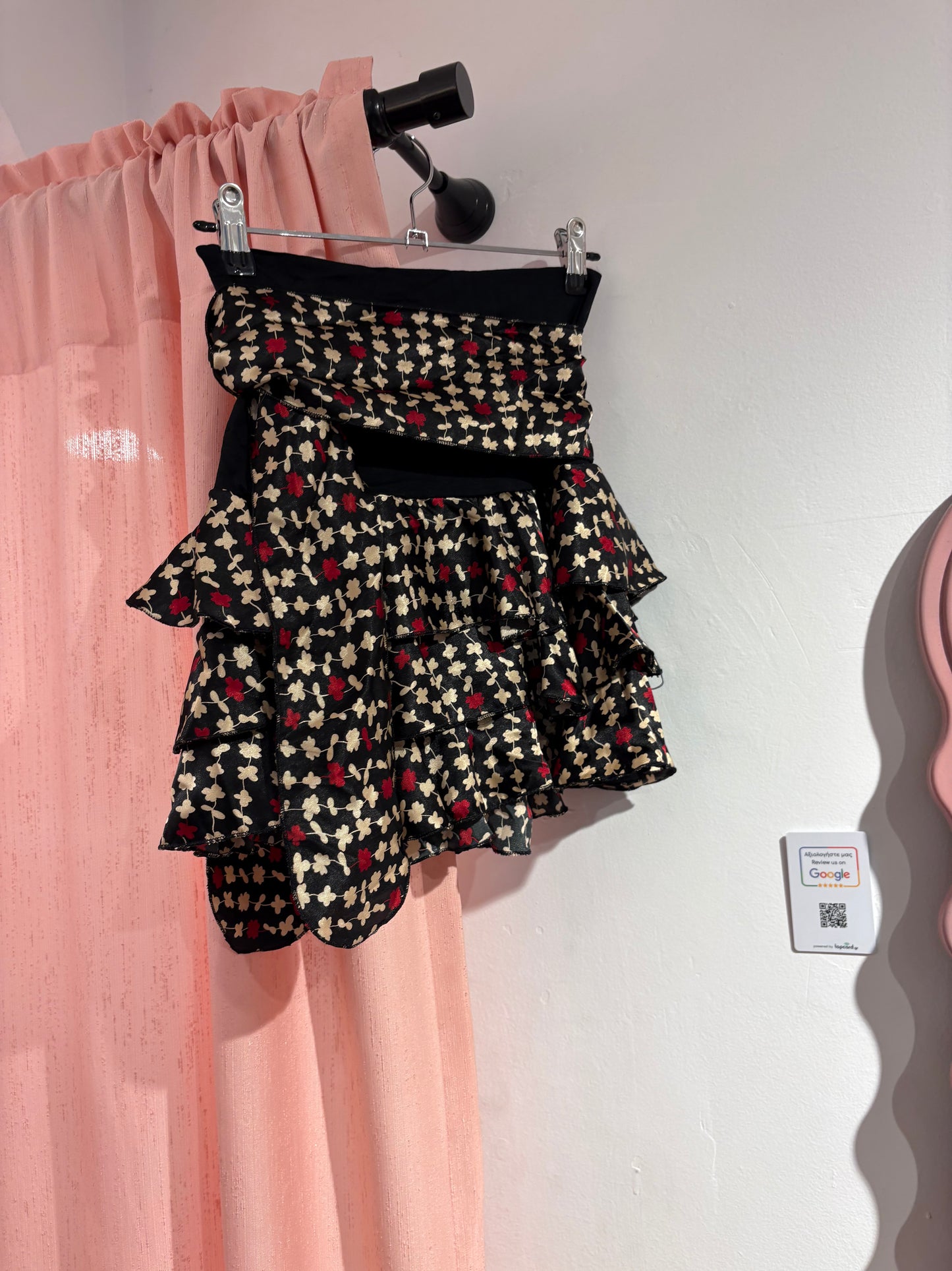 Y2K ruffle mini skirt with floral print (M)
