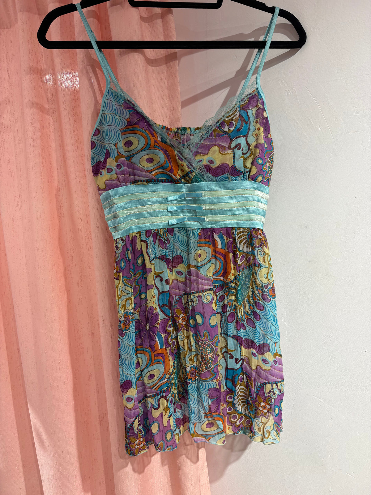 Pretty colorful long cami top (M-L)