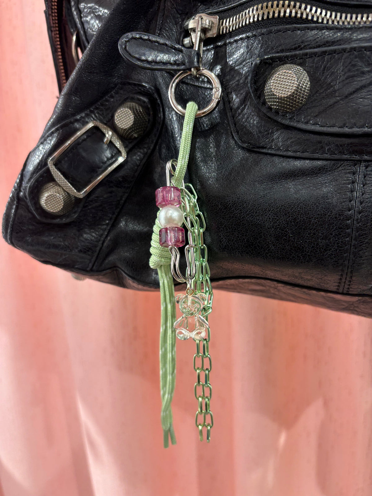 Cool handmade bag charm with teddy bear