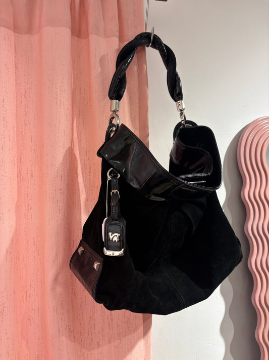 Incredible large button-up bag with studs (Made in Italy)