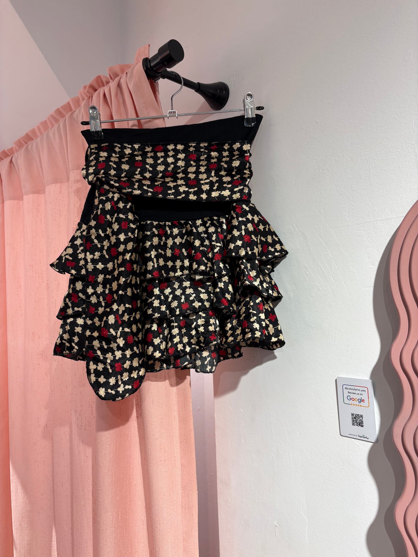 Y2K ruffle mini skirt with floral print (M)