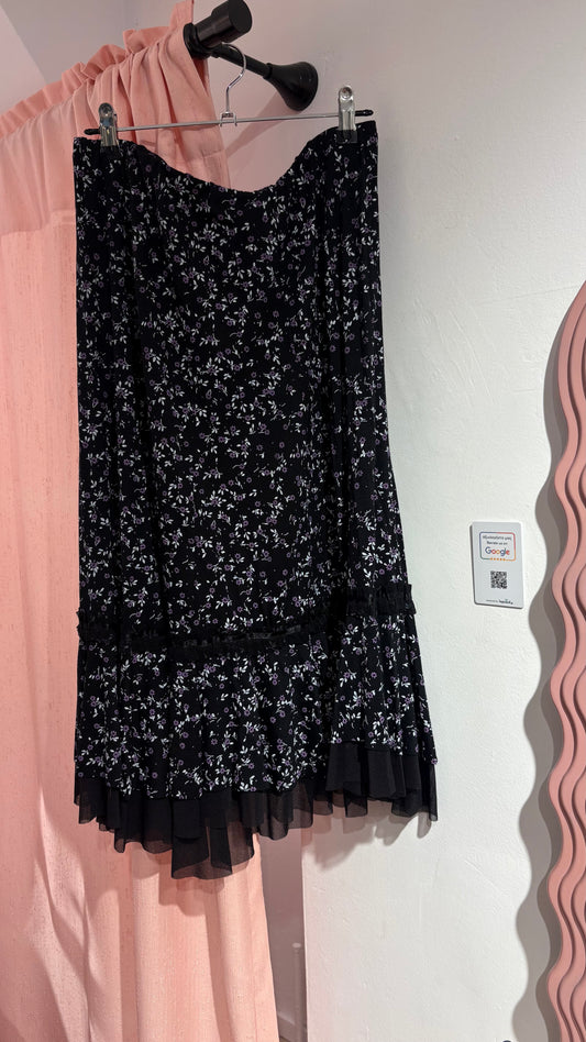 Floral midi floral skirt with mesh detail (M/L)