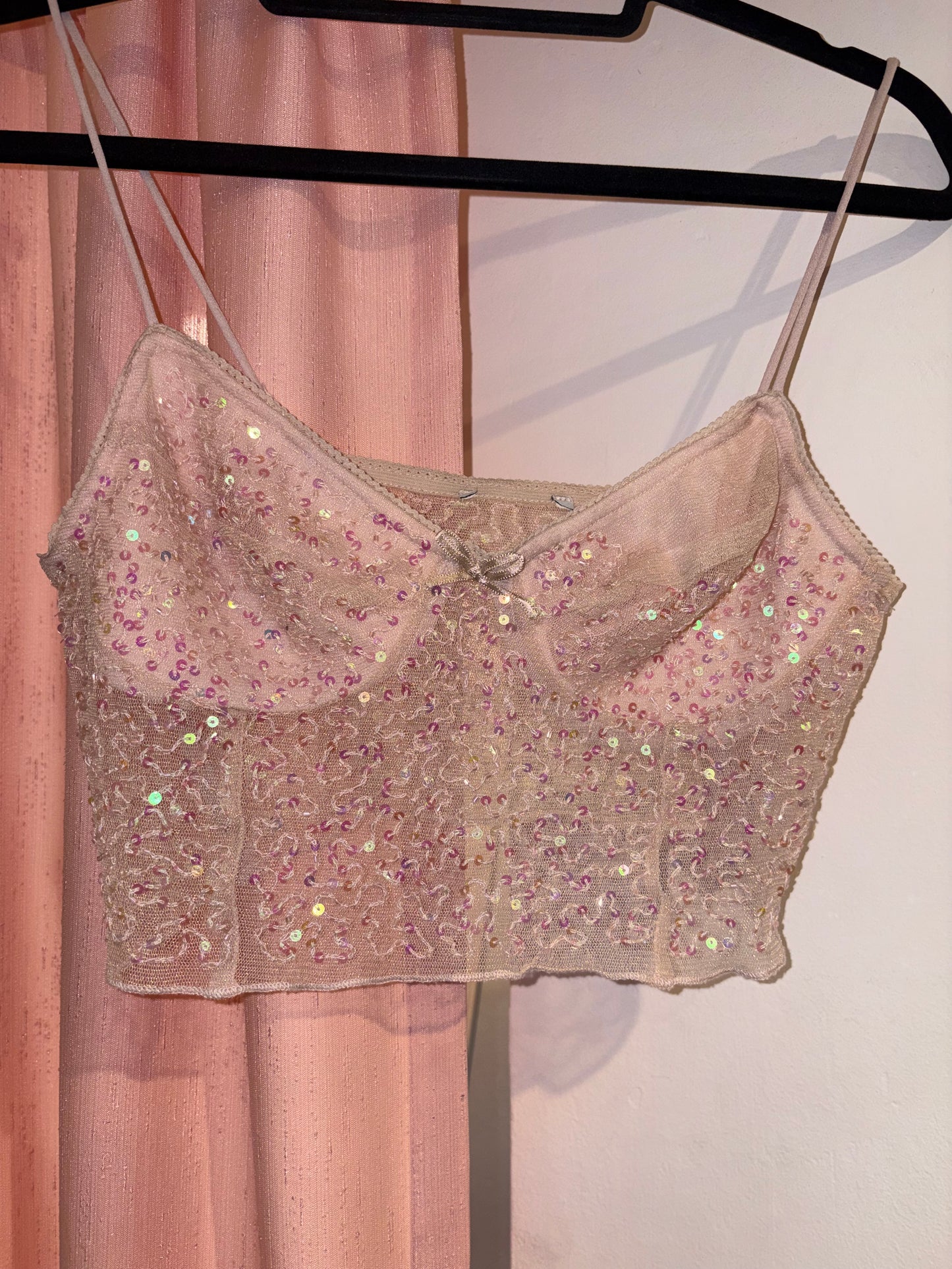 Sequin mesh crop top (XS)