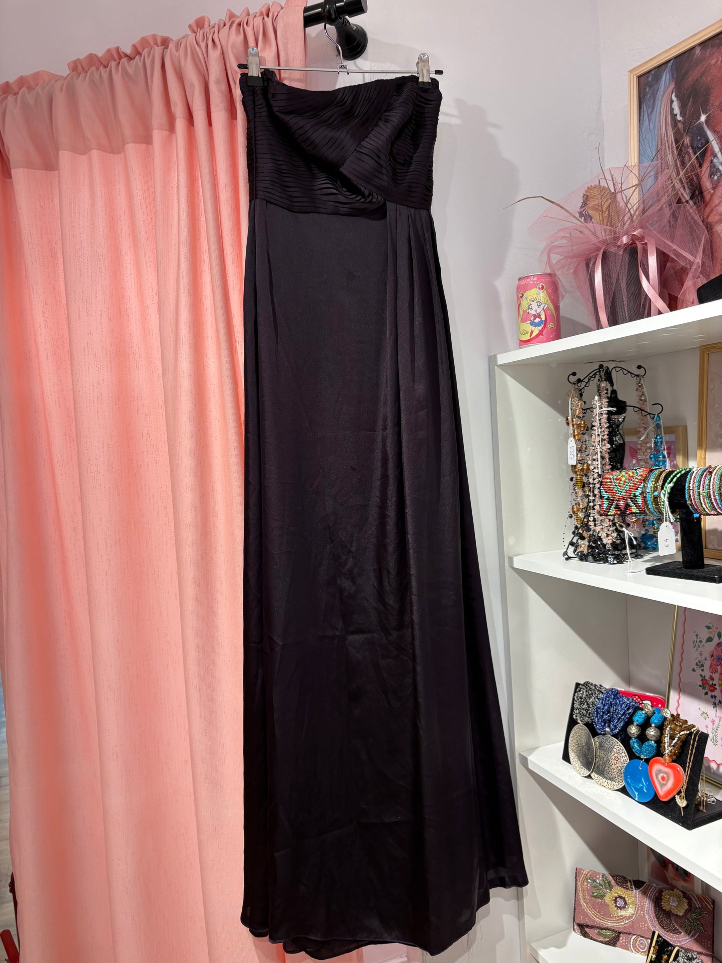 Purple strapless maxi dress (S)