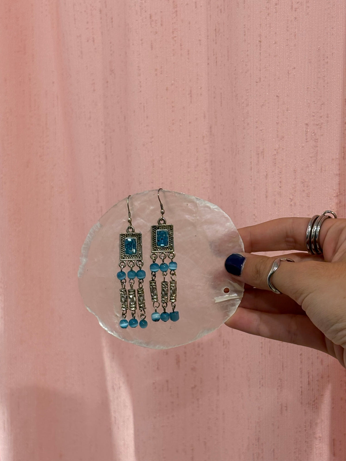Y2k earrings with blue beads