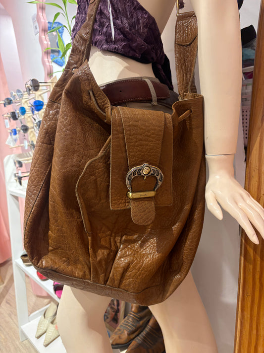 Incredible real leather long bag with stunning buckle detail