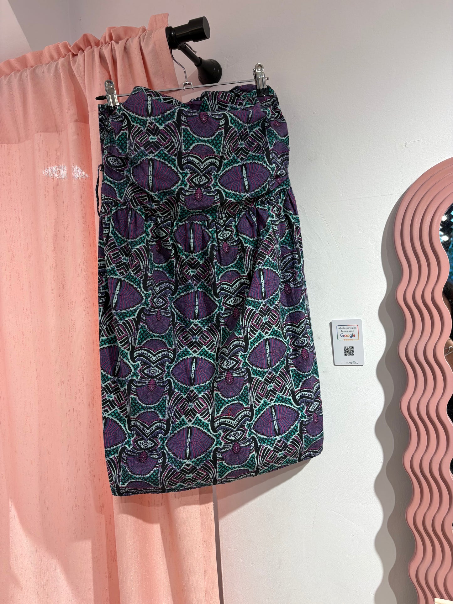 Pretty colorful strapless short dress (L)