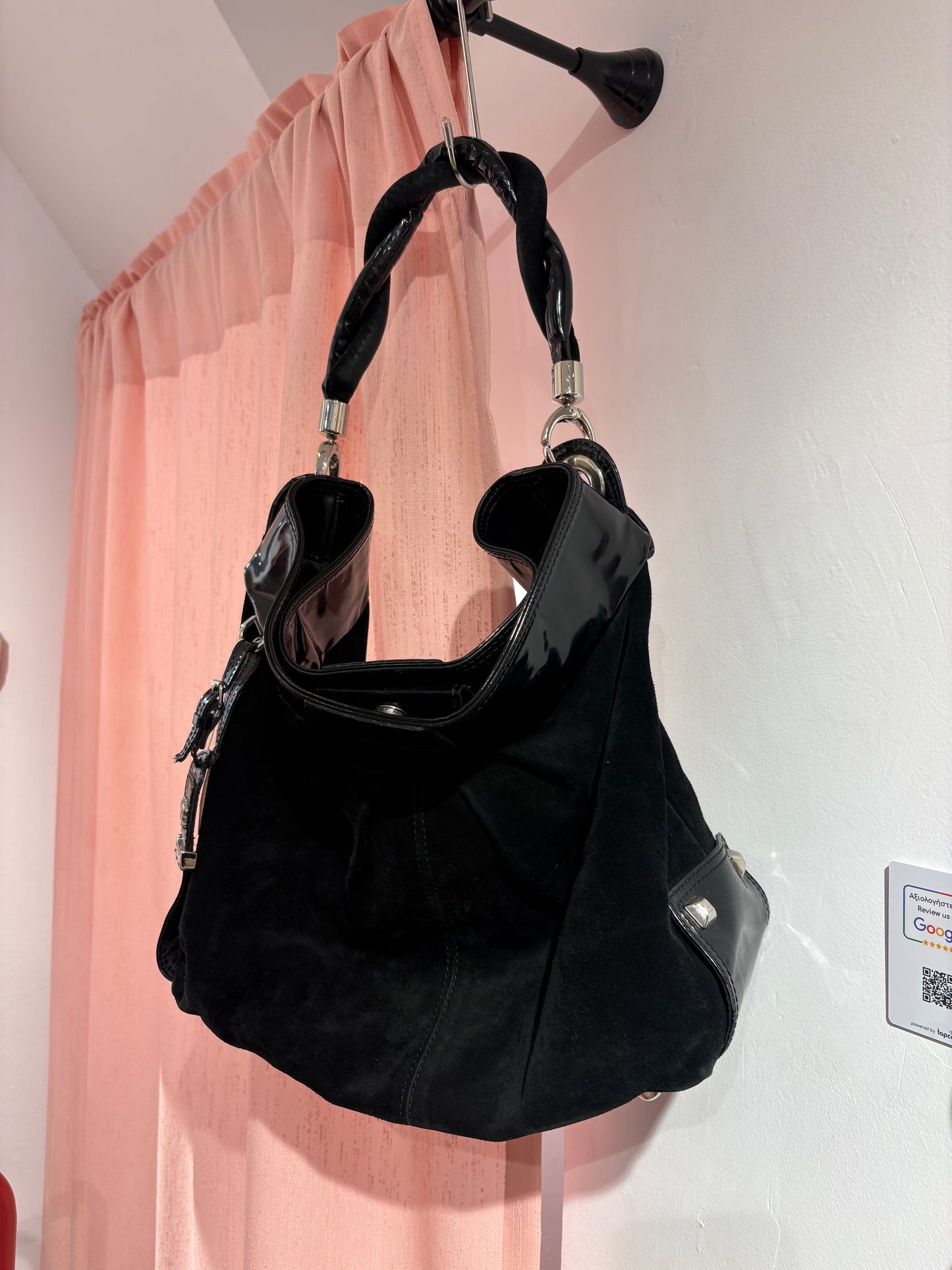 Incredible large button-up bag with studs (Made in Italy)