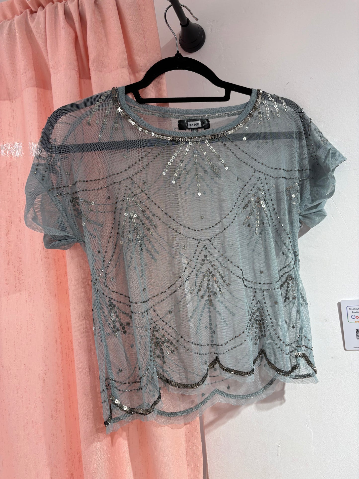 Unique mesh sequin top (S)