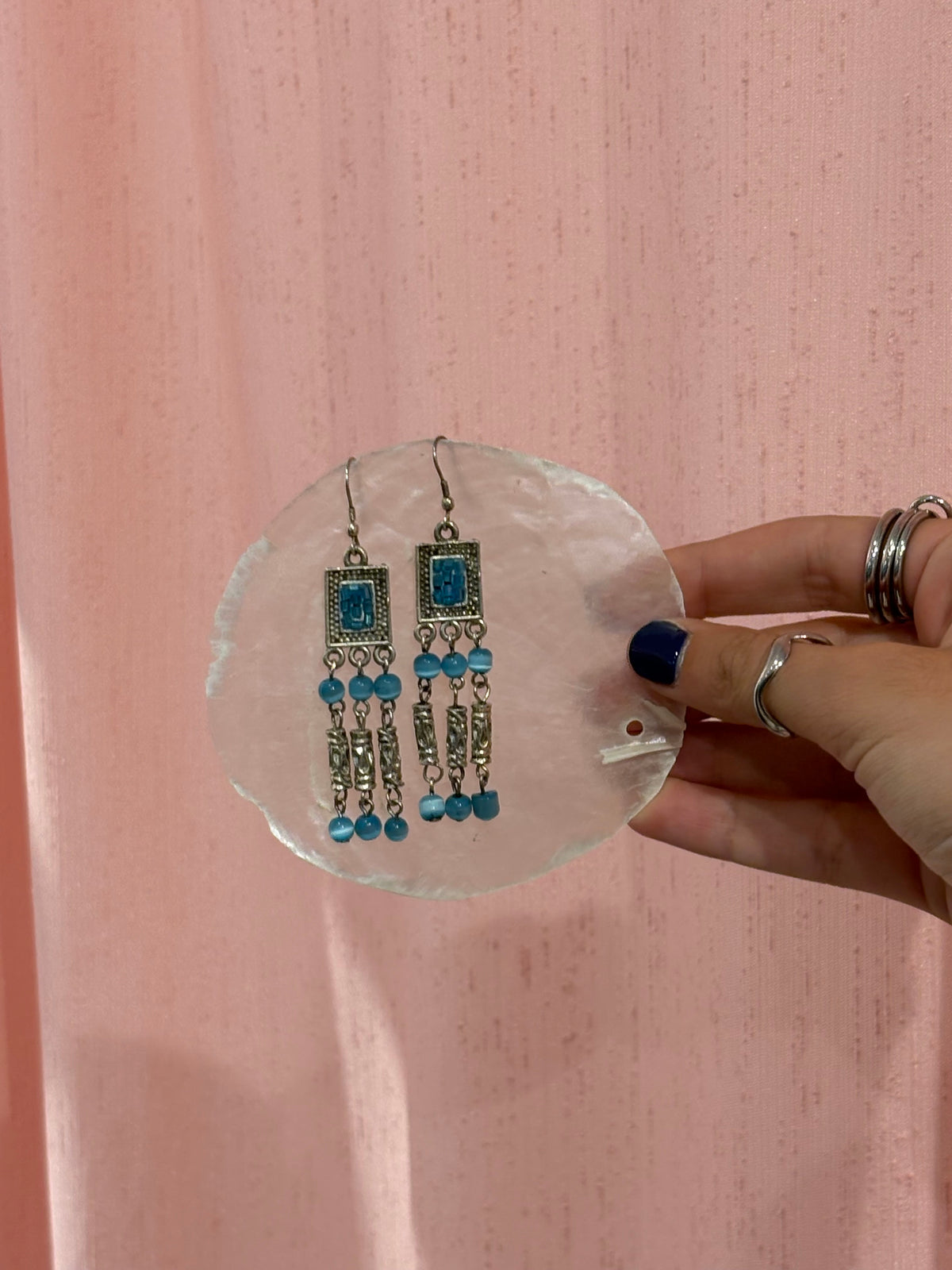 Y2k earrings with blue beads