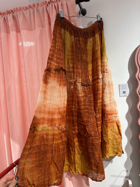 Y2k fairy iridescent pleated skirt in sunset tones (M-L)